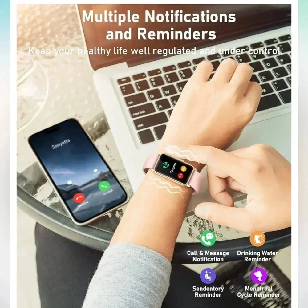 Fitness Watch Waterproof Bluetooth Sleep Heart Rate ECG Pressure Oxygen Like New